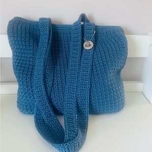 The Sak Crochet Dual Strap Purse Blue Knit Shoulder Bag New w/o Tags